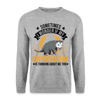 Opossum Cadeau Marsupial Opossum - Sweat-shirt Unisexe - gris chiné - Devant - Alina (178cm) & Michal (187cm)