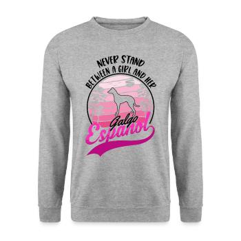 Galgo Espanol Girl Spanish Greyhound Galgo - Unisex Sweatshirt - salt & pepper - Front - Alina (178cm) & Michal (187cm)