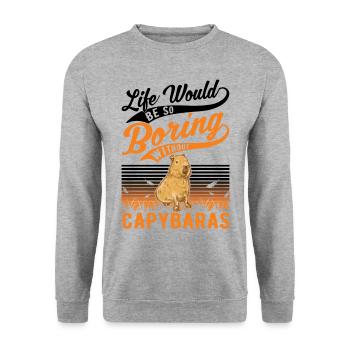 Capybara Gift Capibara capybara - Unisex Sweatshirt - salt & pepper - Front - Alina (178cm) & Michal (187cm)