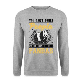 Panda Lover Panda Bear Gift - Unisex Sweatshirt - salt & pepper - Front - Alina (178cm) & Michal (187cm)