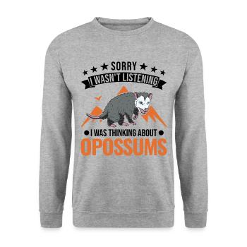 Opossum Cadeau Marsupial Opossum - Sweat-shirt Unisexe - gris chiné - Devant - Alina (178cm) & Michal (187cm)