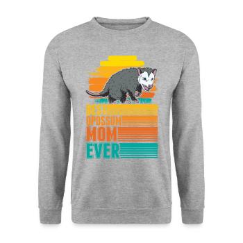 Best Opossum Mom Ever Opossum Mama Beutelratte - Unisex Pullover - Weißgrau meliert - Vorne - Alina (178cm) & Michal (187cm)