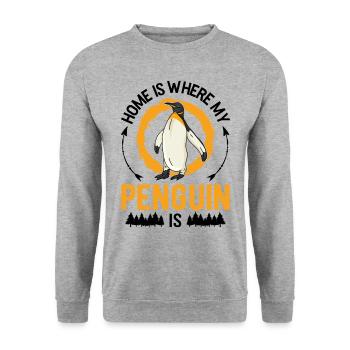 Home is where my penguin is - Unisex Sweatshirt - salt & pepper - Front - Alina (178cm) & Michal (187cm)
