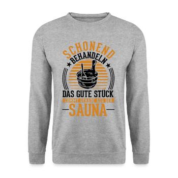 Sauna Saunieren Saunagänger - Unisex Pullover - Weißgrau meliert - Vorne - Alina (178cm) & Michal (187cm)