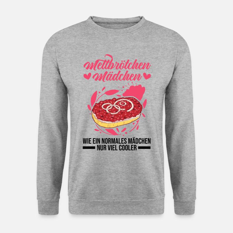 Mettbrötchen Mädchen Mett Hackepeter - Unisex Pullover - Weißgrau meliert