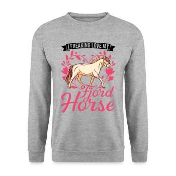 Cheval du fjord Cheval norvégien Cheval du fjord - Sweat-shirt Unisexe - gris chiné - Devant - Alina (178cm) & Michal (187cm)