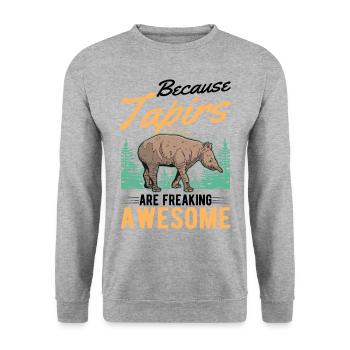 Because Tapirs are freaking awesome - Unisex Pullover - Weißgrau meliert - Vorne - Alina (178cm) & Michal (187cm)