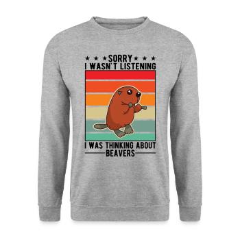 Beaver Beaver Dam Gift Beaver - Unisex Sweatshirt - salt & pepper - Front - Alina (178cm) & Michal (187cm)