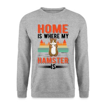 La maison est l’endroit où mon hamster est la roue du hamster - Sweat-shirt Unisexe - gris chiné - Devant - Alina (178cm) & Michal (187cm)