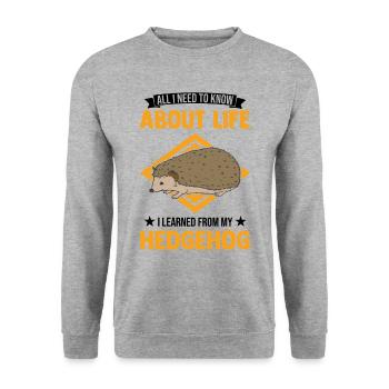 Igel Geschenk Stacheligel - Unisex Pullover - Weißgrau meliert - Vorne - Alina (178cm) & Michal (187cm)