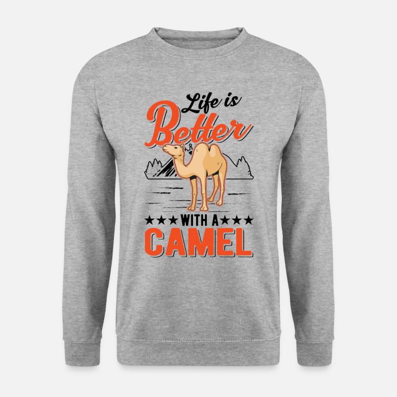 Das Leben ist besser mit einem Kamel - Unisex Pullover - Weißgrau meliert