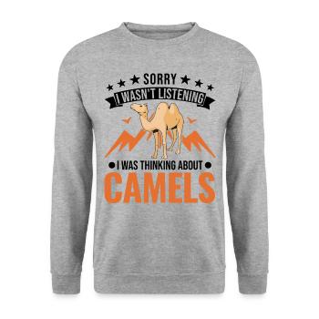 Kamel Dromedar Ägypten Geschenk Großkamel - Unisex Pullover - Weißgrau meliert - Vorne - Alina (178cm) & Michal (187cm)