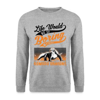 Komodowaran Waran Komododrache - Unisex Pullover - Weißgrau meliert - Vorne - Alina (178cm) & Michal (187cm)