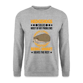 Igel Geschenk Stacheligel - Unisex Pullover - Weißgrau meliert - Vorne - Alina (178cm) & Michal (187cm)