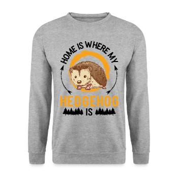 La maison est l’endroit où se trouve mon hérisson - Sweat-shirt Unisexe - gris chiné - Devant - Alina (178cm) & Michal (187cm)