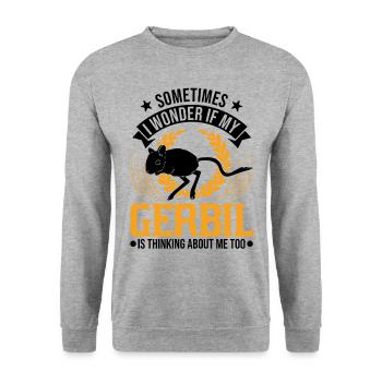 Gerbille Cadeau Rat de course mongol Gerbille - Sweat-shirt Unisexe - gris chiné - Devant - Alina (178cm) & Michal (187cm)