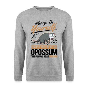 Opossum Cadeau Marsupial Opossum - Sweat-shirt Unisexe - gris chiné - Devant - Alina (178cm) & Michal (187cm)