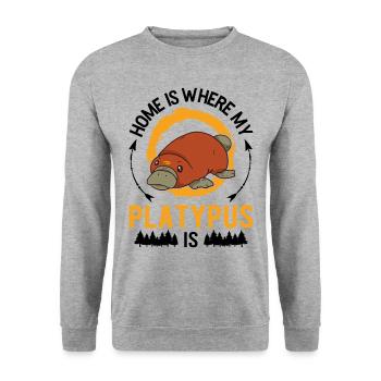 Platypus at home Platypus - Unisex Sweatshirt - salt & pepper - Front - Alina (178cm) & Michal (187cm)