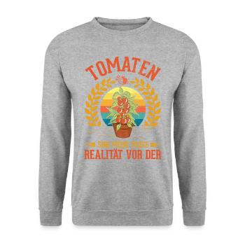 Producteurs de tomates Tomates - Sweat-shirt Unisexe - gris chiné - Devant - Alina (178cm) & Michal (187cm)