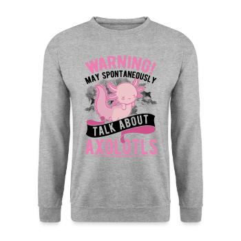 Axolotl Geschenk Schwanzlurch - Unisex Pullover - Weißgrau meliert - Vorne - Alina (178cm) & Michal (187cm)