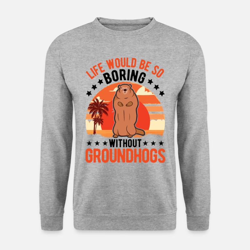 Murmeltier Groundhog Day Waldmurmeltier - Unisex Pullover - Weißgrau meliert