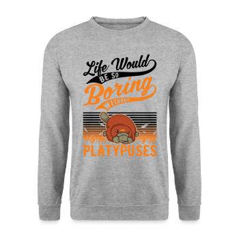 Platypus Gift Platypus - Unisex Sweatshirt - salt & pepper - Front - Alina (178cm) & Michal (187cm)