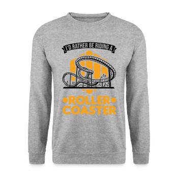 Achterbahn Achterbahnfahrt Vergnügungspark - Unisex Pullover - Weißgrau meliert - Vorne - Alina (178cm) & Michal (187cm)