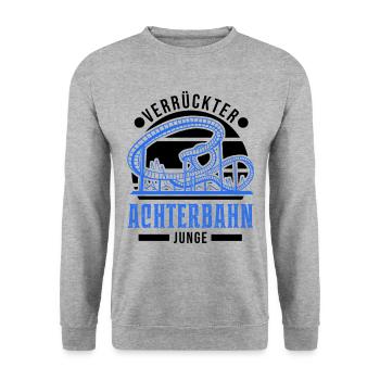 Verrückter Achterbahn Junge Achterbahnfahrt - Unisex Pullover - Weißgrau meliert - Vorne - Alina (178cm) & Michal (187cm)
