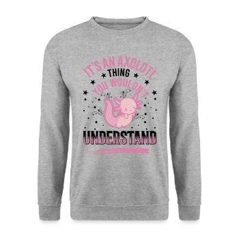 Axolotl Queue Cadeau Amphibien Axolotl - Sweat-shirt Unisexe - gris chiné - Devant - Alina (178cm) & Michal (187cm)