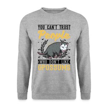 Opossum Cadeau Marsupial Opossum - Sweat-shirt Unisexe - gris chiné - Devant - Alina (178cm) & Michal (187cm)