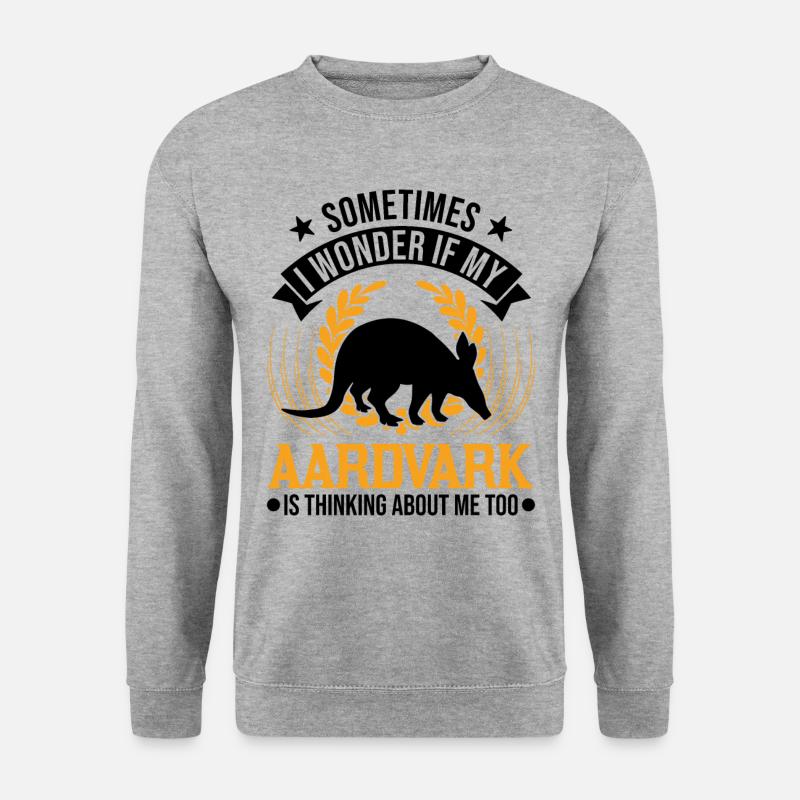 Erdferkel Geschenk Aardvark - Unisex Pullover - Weißgrau meliert