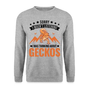 Gecko Cadeau Léopard Gecko - Sweat-shirt Unisexe - gris chiné - Devant - Alina (178cm) & Michal (187cm)