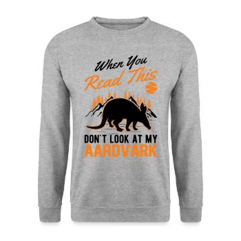 Aardvark Cadeau Aardvark - Sweat-shirt Unisexe - gris chiné - Devant - Alina (178cm) & Michal (187cm)