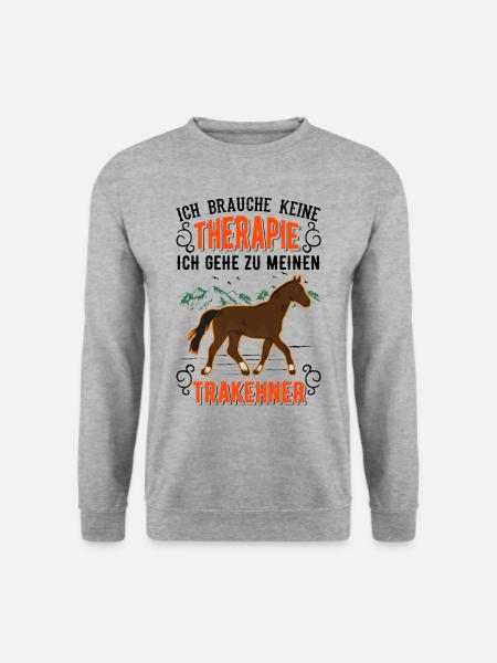 Trakehner Therapie Trakehner Pferd - Unisex Pullover - Weißgrau meliert
