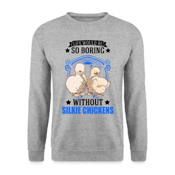 Silk Chicken Cadeau Silkie Chicken Silkie Chicken - Sweat-shirt Unisexe - gris chiné - Devant - Alina (178cm) & Michal (187cm)