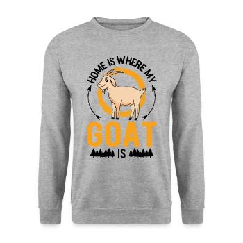 Zuhause ist wo meine Ziege ist Ziegenwirt - Unisex Pullover - Weißgrau meliert - Vorne - Alina (178cm) & Michal (187cm)