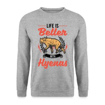 Life is better with a hyena - Unisex Sweatshirt - salt & pepper - Front - Alina (178cm) & Michal (187cm)