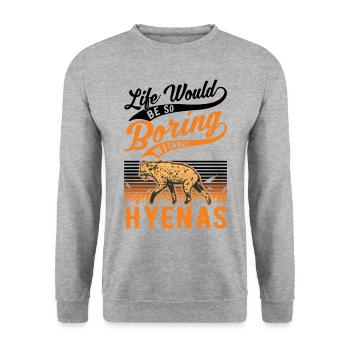 Hyäne Geschenk Erdwolf Hyena - Unisex Pullover - Weißgrau meliert - Vorne - Alina (178cm) & Michal (187cm)