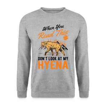 Hyäne Geschenk Erdwolf Hyena - Unisex Pullover - Weißgrau meliert - Vorne - Alina (178cm) & Michal (187cm)