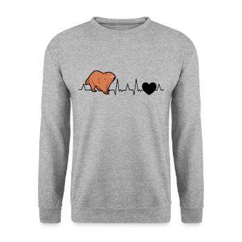 Murmeltier Herzschlag Waldmurmeltier - Unisex Pullover - Weißgrau meliert - Vorne - Alina (178cm) & Michal (187cm)