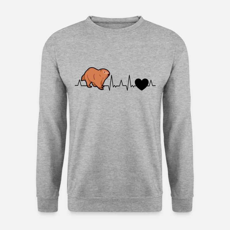 Murmeltier Herzschlag Waldmurmeltier - Unisex Pullover - Weißgrau meliert