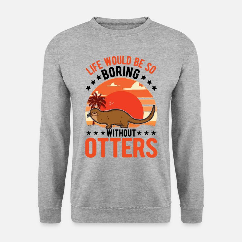 Otter Geschenk Fischotter Seeotter - Unisex Pullover - Weißgrau meliert