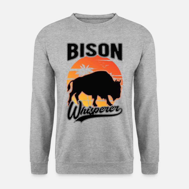 Büffelflüsterer Büffel Flüsterer Wasserbüffel - Unisex Pullover - Weißgrau meliert