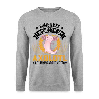 Axolotl Queue Cadeau Amphibien Axolotl - Sweat-shirt Unisexe - gris chiné - Devant - Alina (178cm) & Michal (187cm)