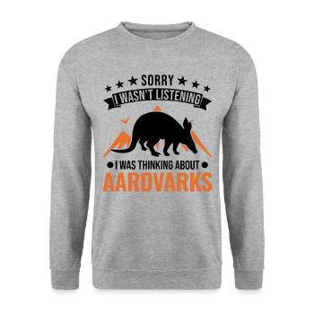 Aardvark Cadeau Aardvark - Sweat-shirt Unisexe - gris chiné - Devant - Alina (178cm) & Michal (187cm)