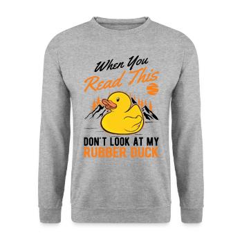 Rubber Duck Gift Squeaky Duck Bathing Duck - Unisex Sweatshirt - salt & pepper - Front - Alina (178cm) & Michal (187cm)