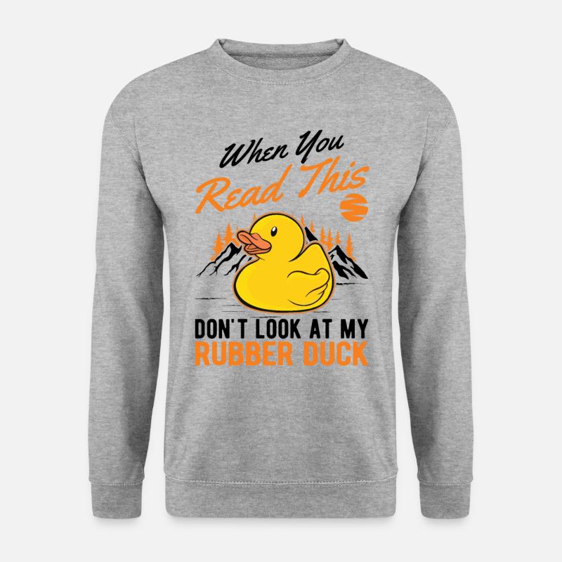 Gummiente Geschenk Quietscheente Badeente - Unisex Pullover - Weißgrau meliert