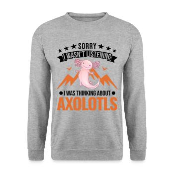 Axolotl Queue Cadeau Amphibien Axolotl - Sweat-shirt Unisexe - gris chiné - Devant - Alina (178cm) & Michal (187cm)