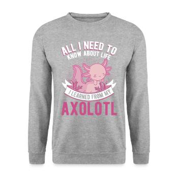 Axolotl Cadeau Amphibien à queue - Sweat-shirt Unisexe - gris chiné - Devant - Alina (178cm) & Michal (187cm)