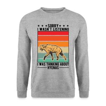 Hyène Cadeau Aardwolf Hyène - Sweat-shirt Unisexe - gris chiné - Devant - Alina (178cm) & Michal (187cm)